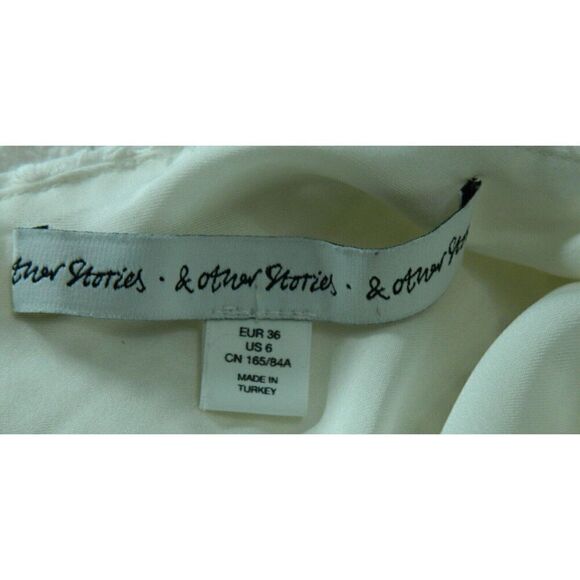 & Other Stories Lace Dress Size 6 White Eyelet 3/4 Sleeve Fully Lined Mini Dress - Picture 10 of 11